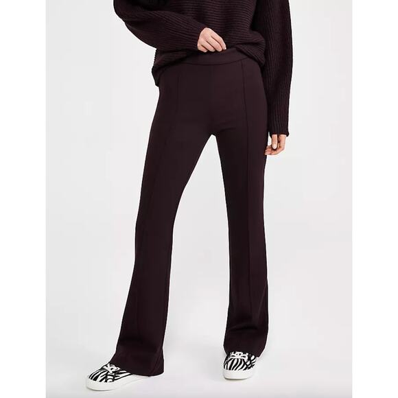 NEW Ann Taylor Flare Maroon High Waist Trouser Pants Size 12 FLAW - Picture 1 of 11